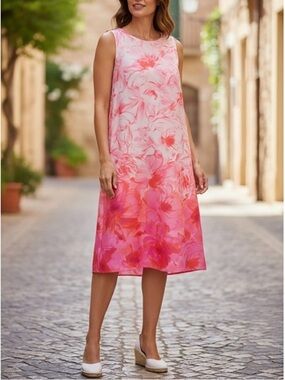 Eliza J Pink Floral Midi Dress